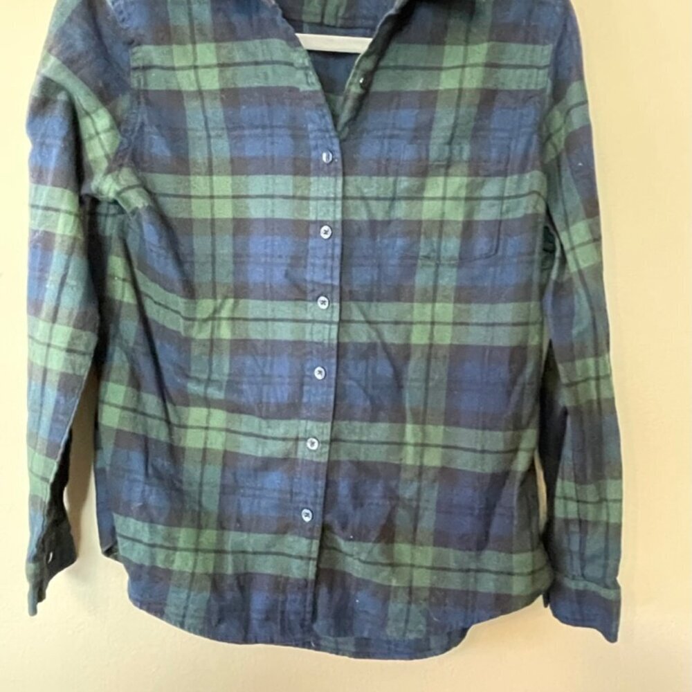 Weatherproof Navy Green Flannel Shirt Size M